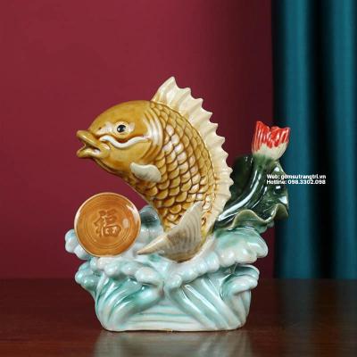 TƯỢNG SỨ CẶP CÁ VƯỢT LONG MÔN